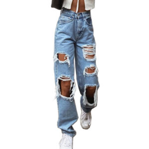 Holes Destroyed Broken Ripped Jean Woman
