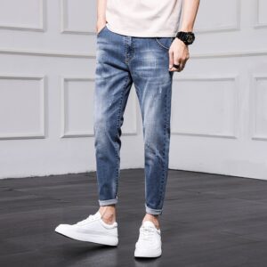 Retro Fashion Nine Part Simple Casual Jeans Men