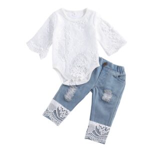 Fashion Baby Girls Fall Clothes Suit Jeans