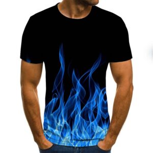 3D round neck tops smoke element T-shirt